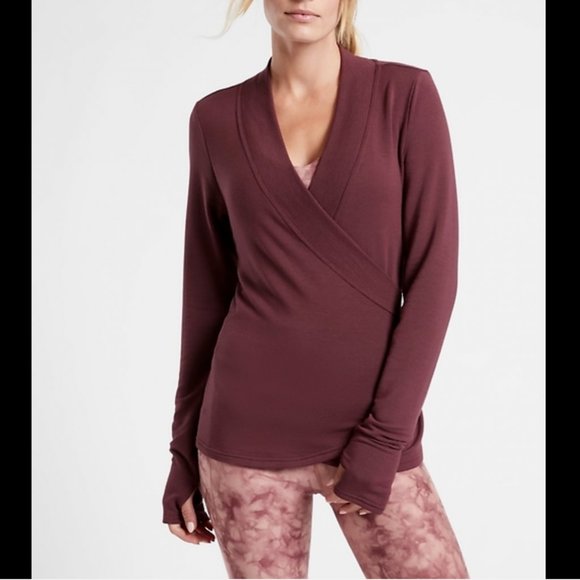 ATHLETA DECADENT CHOCOLATE LONG SLEEVE POISE DANCE WRAP NIRVANA CARDI… - Picture 1 of 4